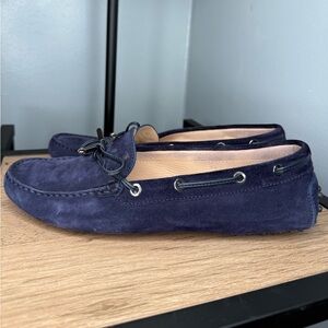 Tod's Dark Blue Suede Loafers
